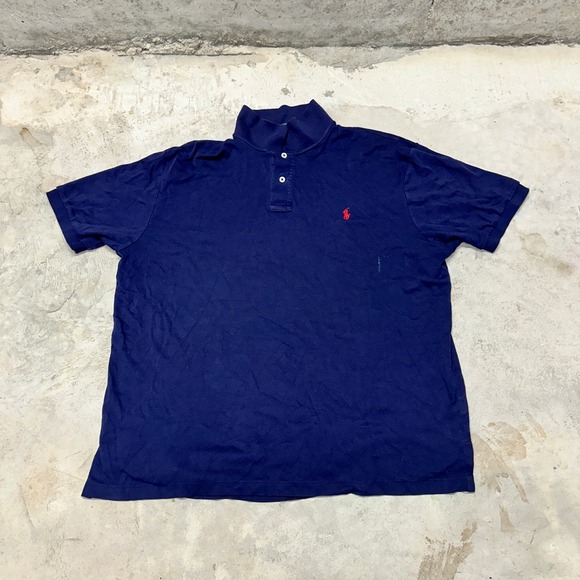 Polo Ralph Lauren Mens XL Blue Polo Shirt Red Pony Logo Casual Top Cotton - Picture 1 of 8